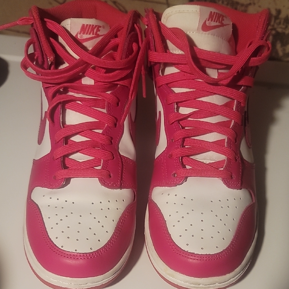 Nike Women's Pink and White High-Top Sneakers - Picture 2 of 4